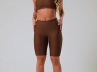 Bermuda De Treino Feminina Com Bolsos Básica Dlk Marrom