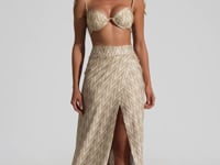Saia Pareô Longa Solaris Dlk Estampada Boho Chevron Dourado